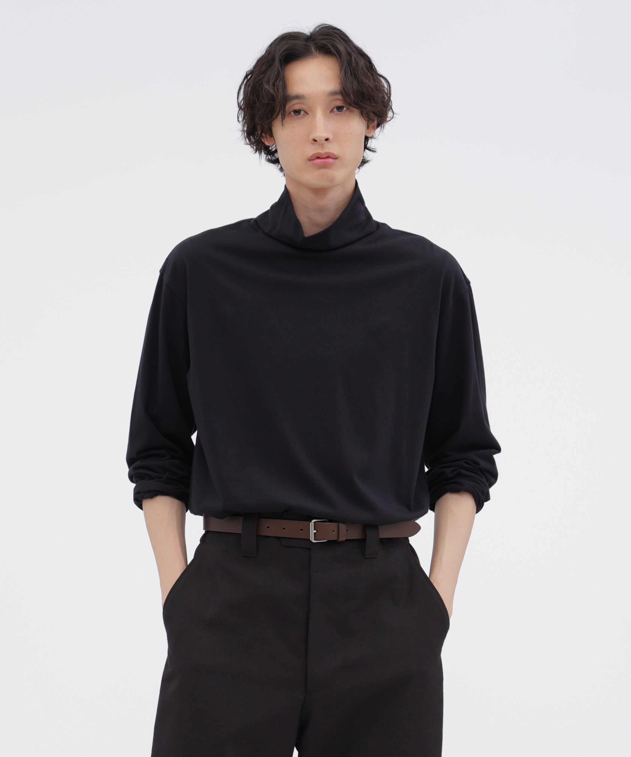 MARGARET HOWELL「PLAIN COTTON JERSEY TOP」|Tシャツ・カットソー|BLACK