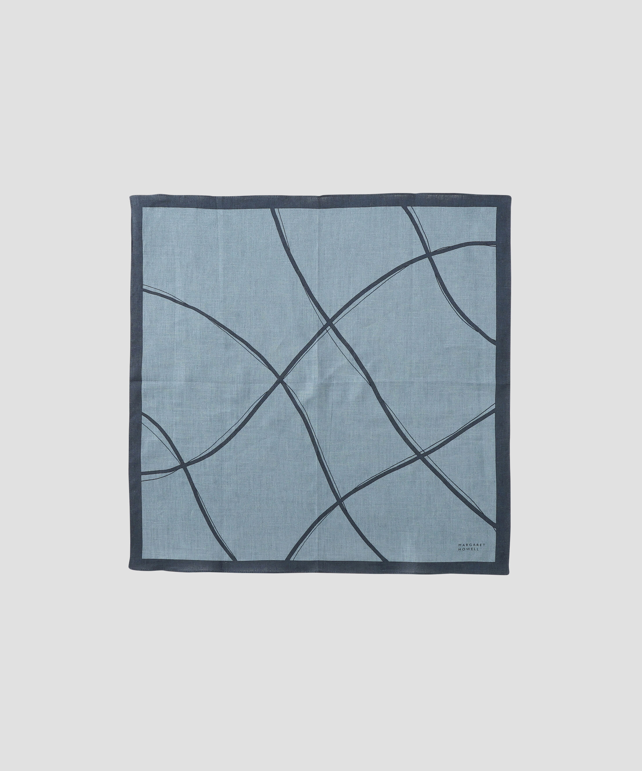 MARGARET HOWELL HOUSEHOLDGOODS「LINEN FRAME HANKY」|ハンカチ|MID BLUE3