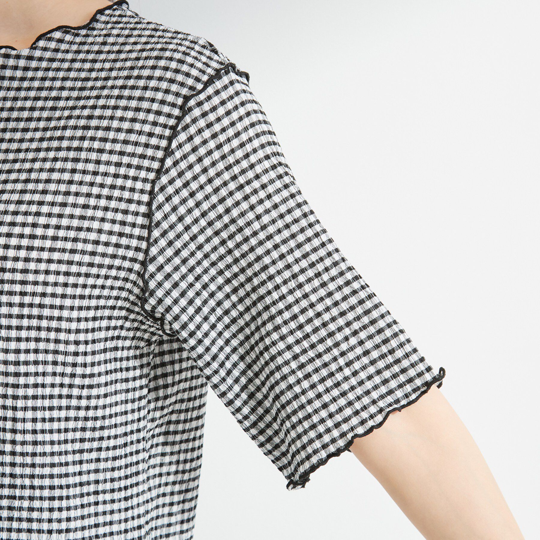 SHOO･LA･RUE「カット楊柳ギンガムメローT」|Tシャツ・カットソー|