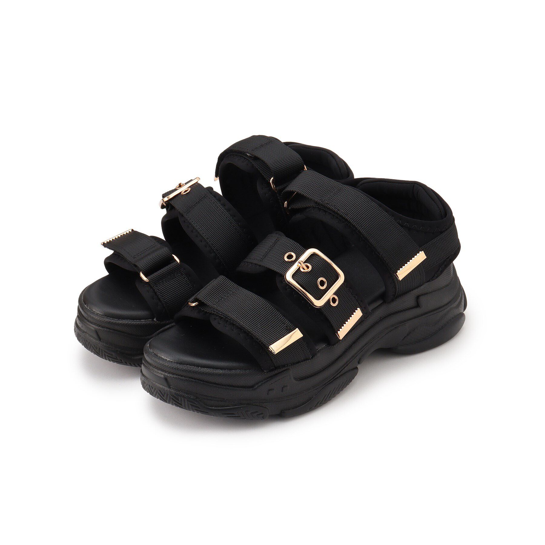 csT&P「軽量厚底ソール ゴールドベルトスポーツサンダル」|サンダル|