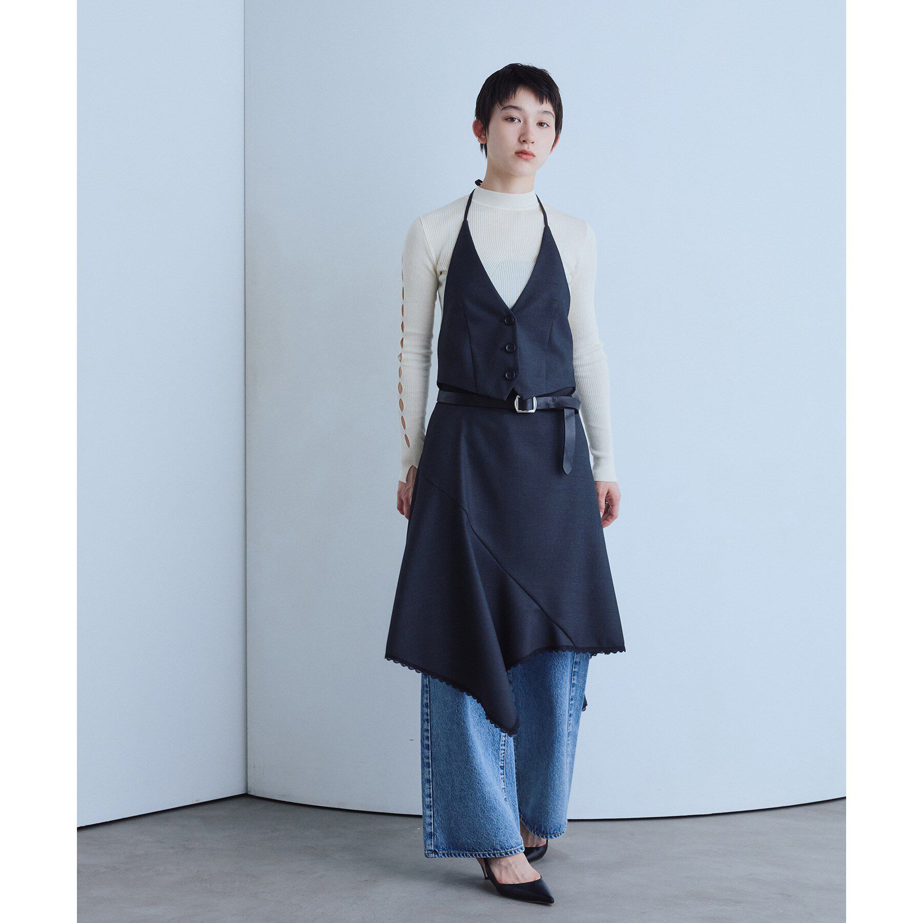 CODE A「cut－out sleeve knit top」|ニット・セーター|