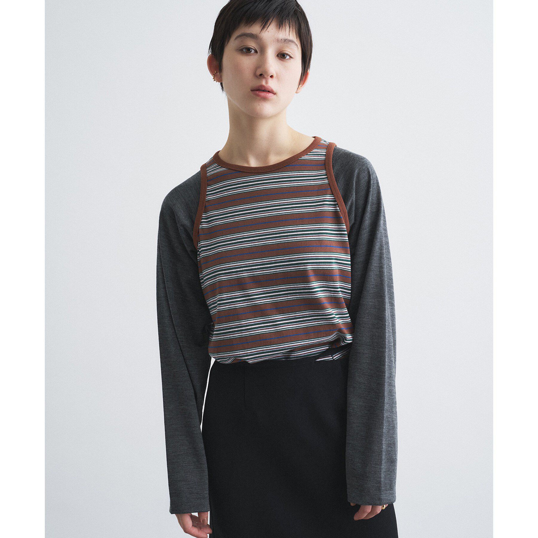CODE A「Girls department Club｜BORDER TANK LAYER LS」|Tシャツ・カットソー|