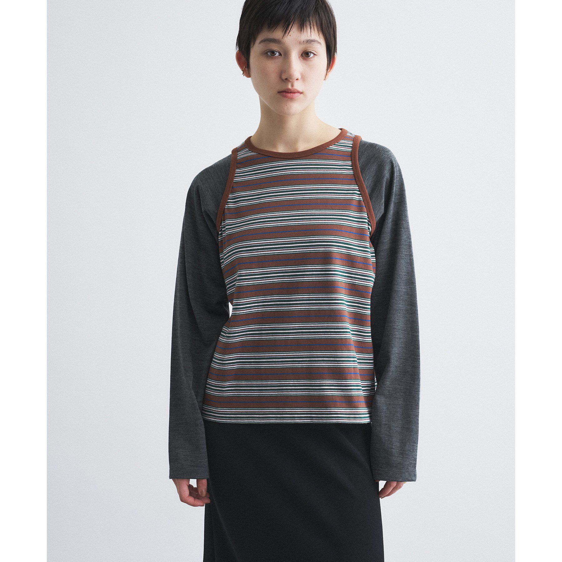 CODE A「Girls department Club｜BORDER TANK LAYER LS」|Tシャツ・カットソー|