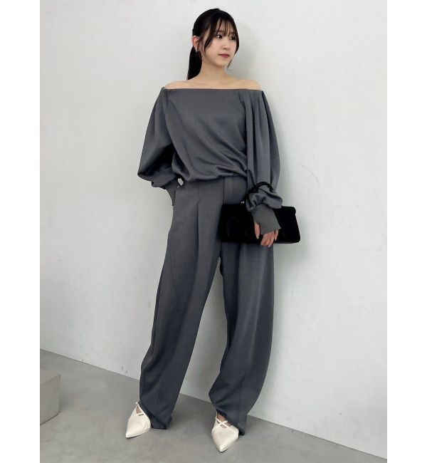 dazzlin「【吉田朱里】タックスリーブオフショルスウェット ※BLACK WEB限定カラー」|スウェット・ジャージ|