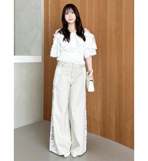 dazzlin「【WEB限定】ラインリボンシャーリングブラウス」|シャツ・ブラウス|