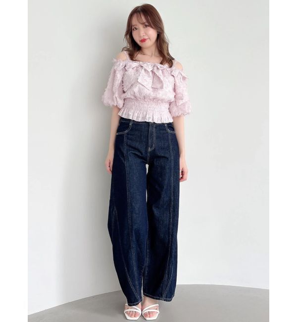 dazzlin「【WEB限定】ラインリボンシャーリングブラウス」|シャツ・ブラウス|