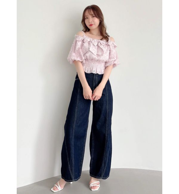 dazzlin「【WEB限定】ラインリボンシャーリングブラウス」|シャツ・ブラウス|