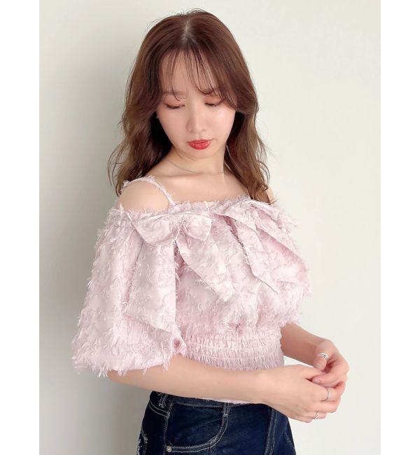 dazzlin「【WEB限定】ラインリボンシャーリングブラウス」|シャツ・ブラウス|