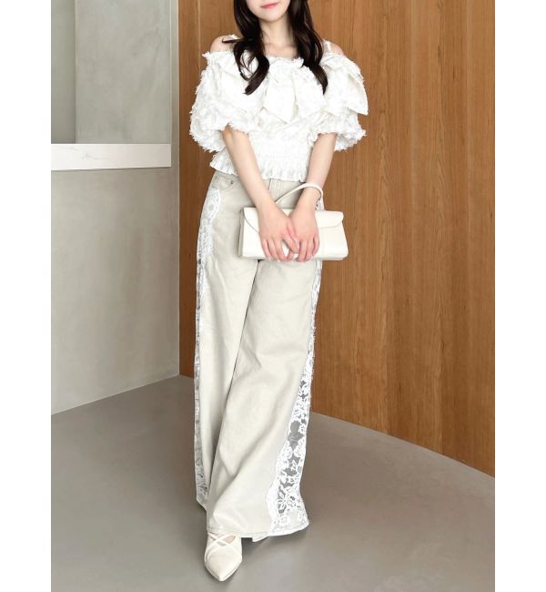 dazzlin「【WEB限定】ラインリボンシャーリングブラウス」|シャツ・ブラウス|