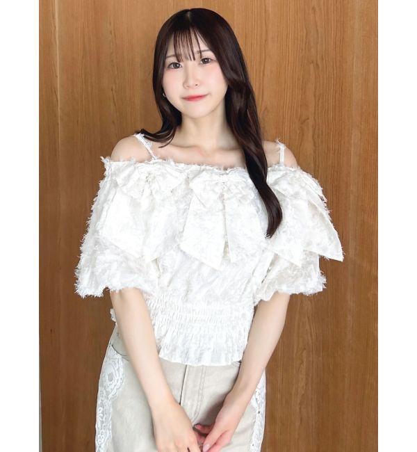 dazzlin「【WEB限定】ラインリボンシャーリングブラウス」|シャツ・ブラウス|