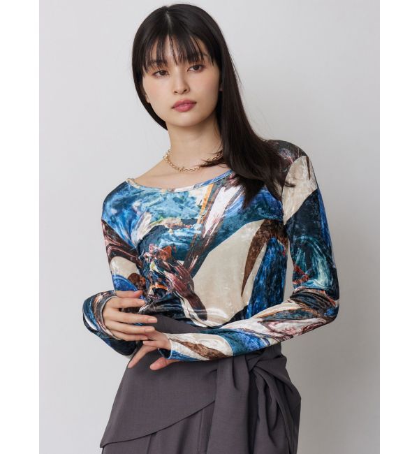MURUA「ニュアンスプリントベロアトップス」|Tシャツ・カットソー|
