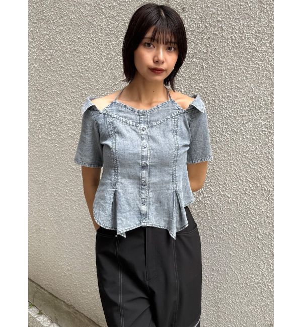 MURUA「シアーデニムライクハーフスリーブシャツ」|シャツ・ブラウス|