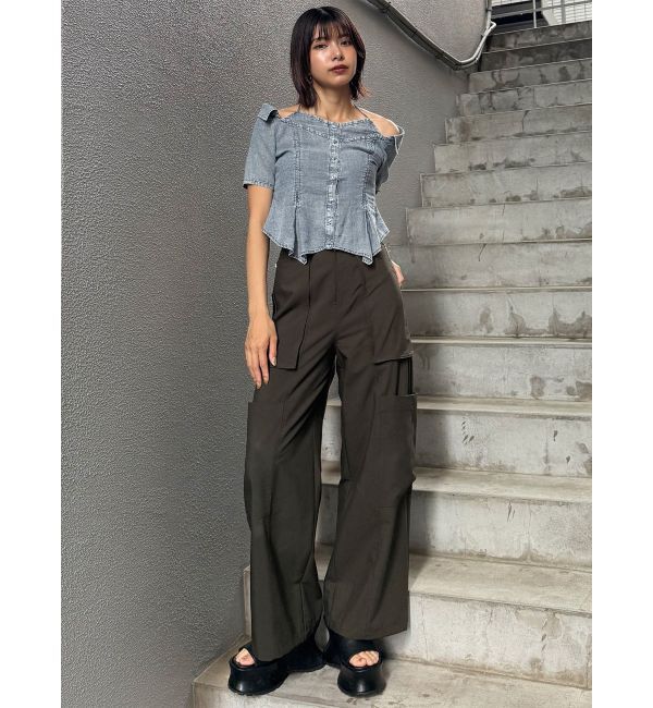 MURUA「シアーデニムライクハーフスリーブシャツ」|シャツ・ブラウス|
