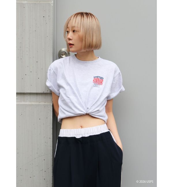 Ungrid「USPS別注バック ロゴTee」|Tシャツ・カットソー|ライトグレー