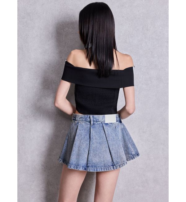 GYDA「Gyda bijouサイドラインオフショルショートTOPS」|Tシャツ・カットソー|