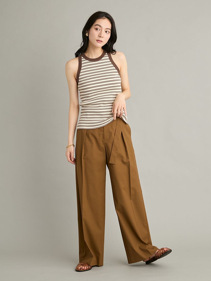 Mila Owen「【MILA PANTS】【UVカット】マルチファンクションセミワイドタックパンツ」|チノ|