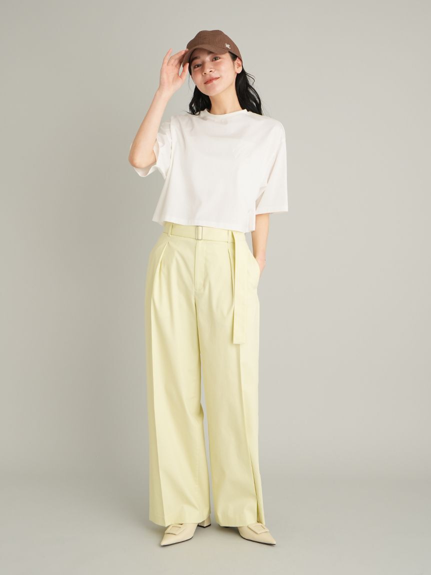 Mila Owen「【MILA PANTS】【UVカット】マルチファンクションセミワイドタックパンツ」|チノ|