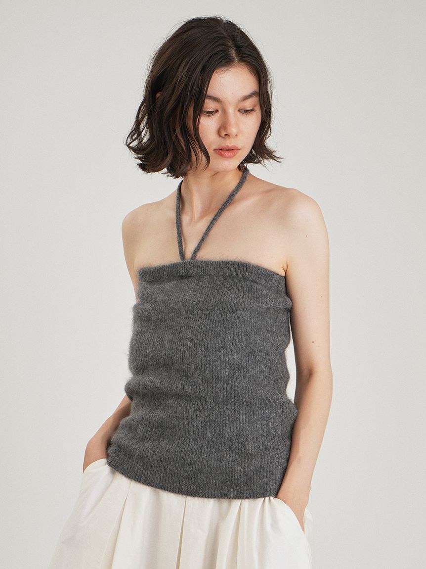 Mila Owen「wool100％ミンクタッチ2WAYニット」|キャミソール|GRY