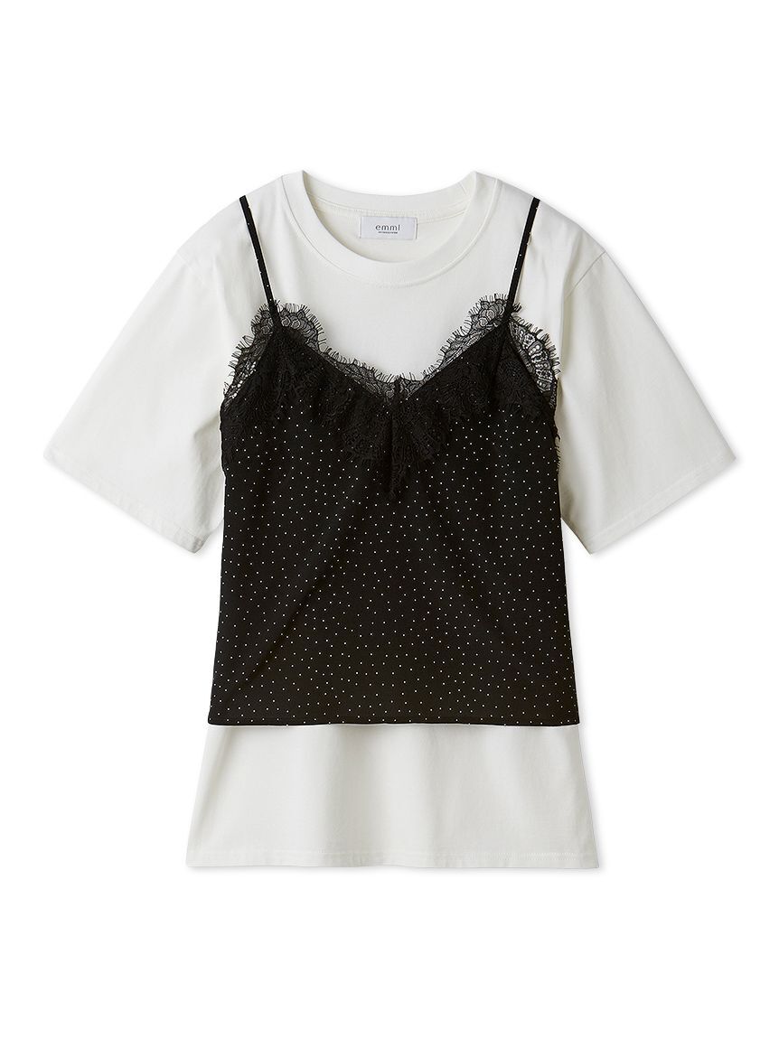 emmi atelier「Tシャツ&times;レースサテンキャミセット」|キャミソール|DOT