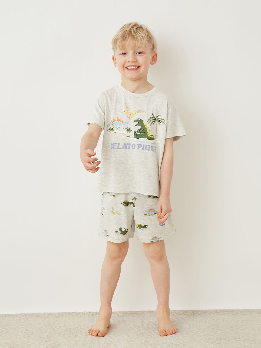 GELATO PIQUE KIDS & BABY「【KIDS】【接触冷感】スリーピングダイナソーワンポイントTシャツ」|ルームウェア|