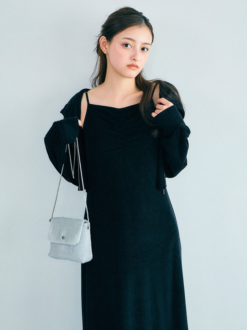 SNIDEL「【WEB限定】パイルパーカーセットキャミワンピース」|ワンピース|BLK