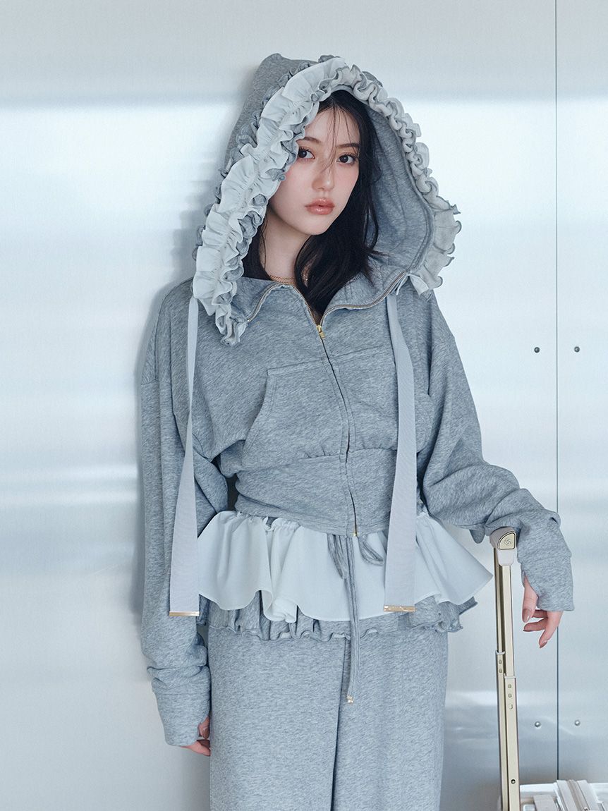 SNIDEL「【UV/セットアップ対応】フリルカットパーカー」|パーカー|GRY