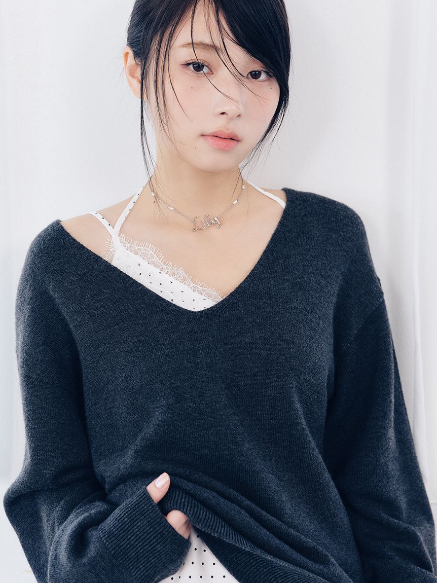 LILY BROWN「【WEB限定カラー】カシミヤブレンドニットセットサテンミニワンピース」|ワンピース|