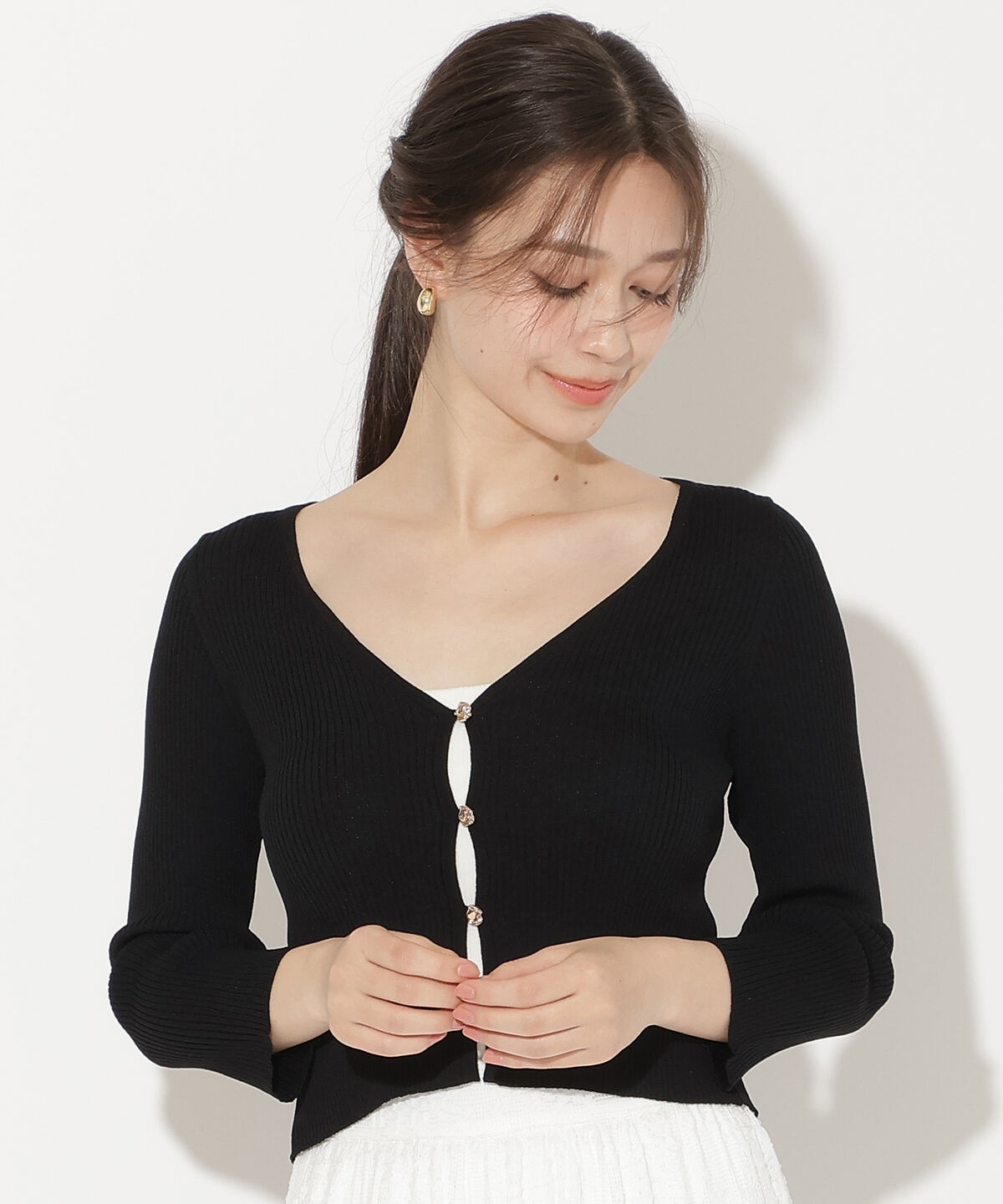 WILLSELECTION「UVカットVネックリブカーディガン」|カーディガン|