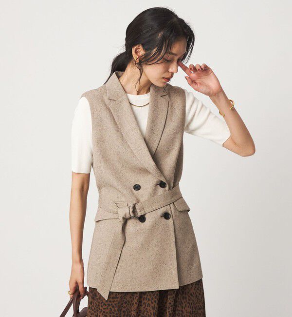 UNITED ARROWS green label relaxing「ネップツイル ベルト ジレ マシンウォッシャブル」|ベスト・ジレ|BEIGE