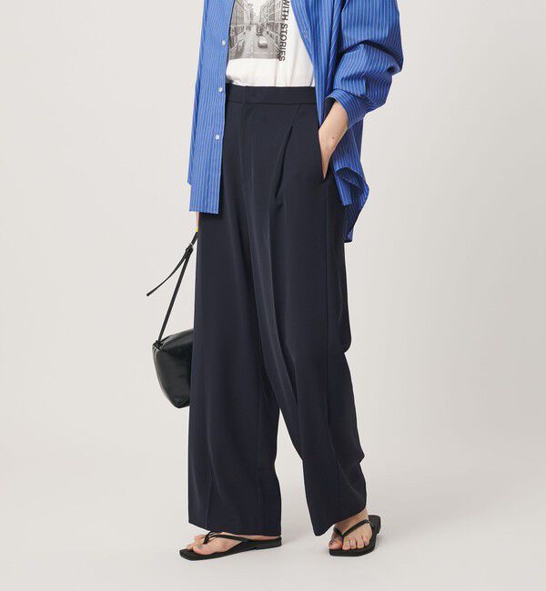 BEAUTY&YOUTH UNITED ARROWS「【WEB限定 Wardrobe DAILY MINIMAL】ダブルクロス タックワイドストレートパンツ ウォッシャブル」|スラックス|