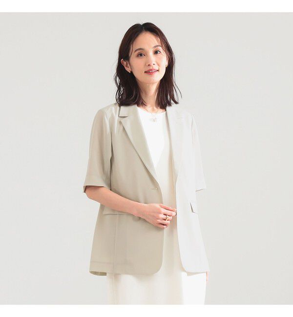 Demi-Luxe BEAMS 「シアー ハーフスリーブ ジャケット」|ダッフルコート|