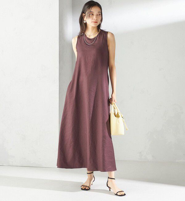 SHIPS for women「〈接触冷感/吸水速乾/防シワ〉ツイル ノースリーブ ベルト付き ワンピース」|ワンピース|