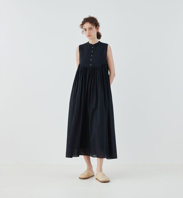 GALERIE VIE「インドコットン スタンドネックギャザーワンピース」|ワンピース|