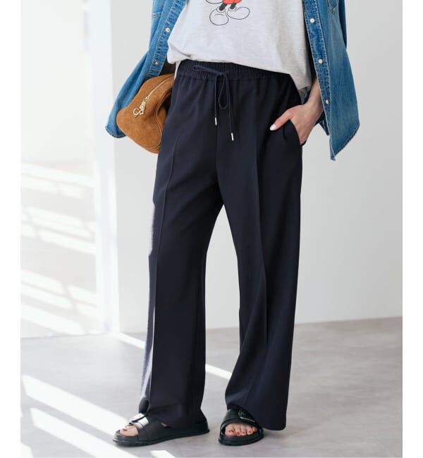 Spick and Span「ドライギャバイージースラックスパンツ」|スラックス|ネイビー