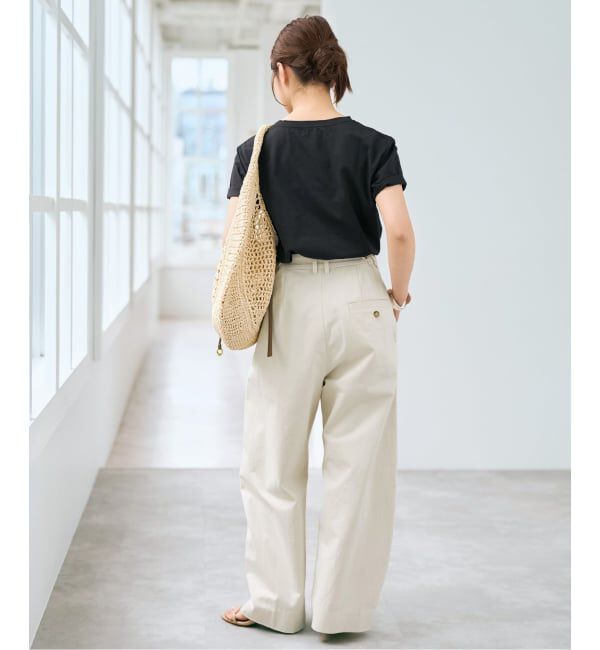 Spick and Span「コットンサテンタックカーブパンツ」|スラックス|