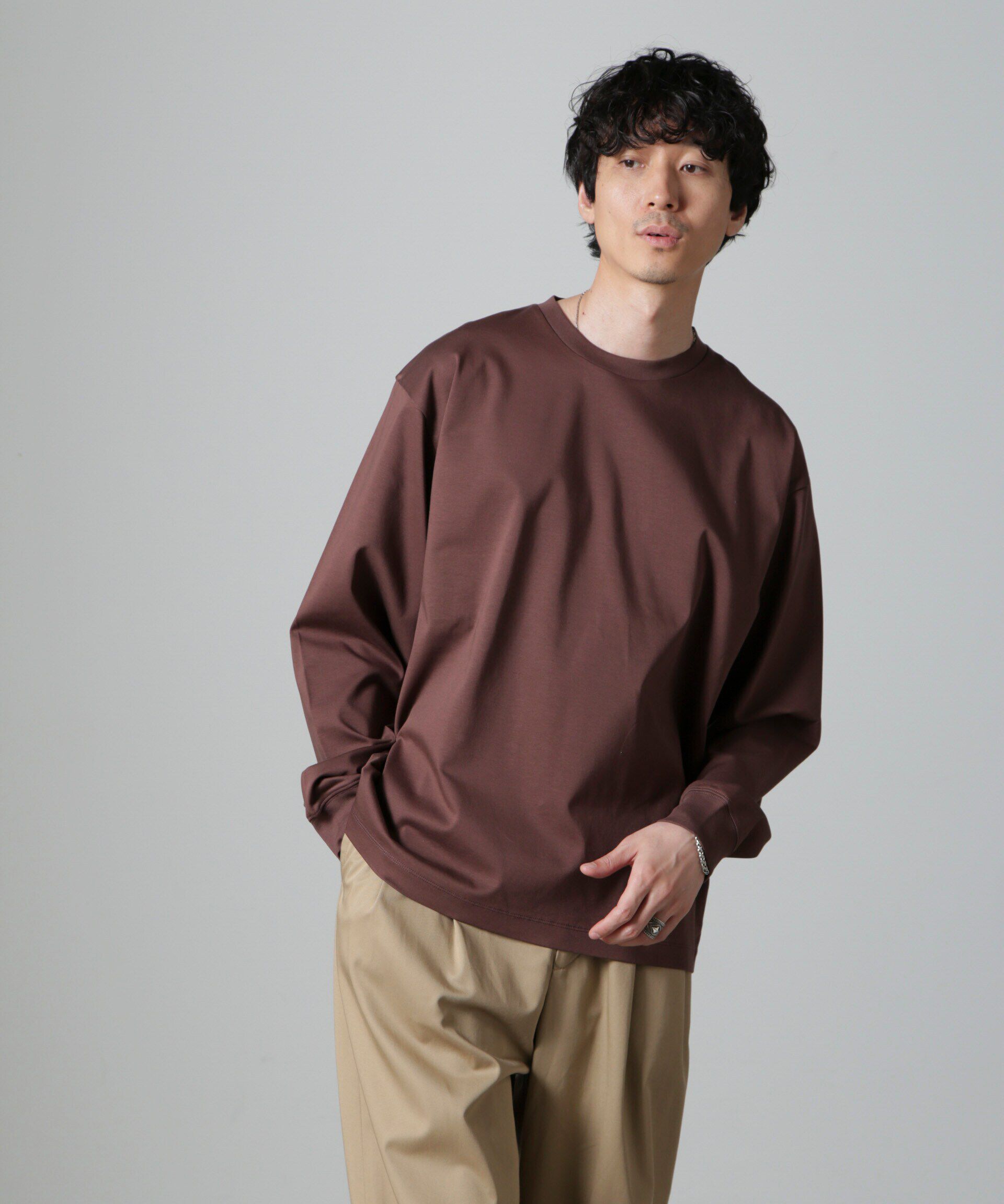 NANO universe「アンチスメル BIG クルーネックTシャツ 長袖」|Tシャツ・カットソー|