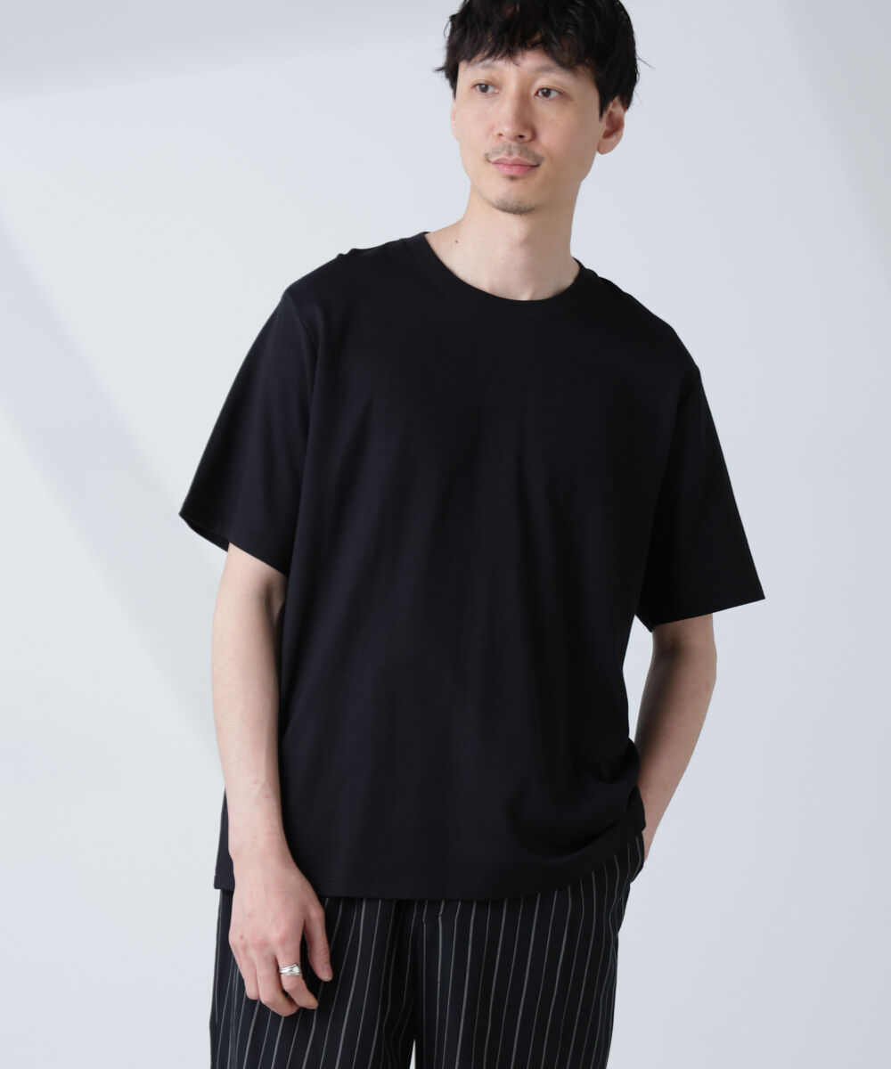 NANO universe「WEB限定/Anti Soaked(R) 汗染み防止 クルーネックレギュラーシルエットTシャツ」|Tシャツ・カットソー|ブラック