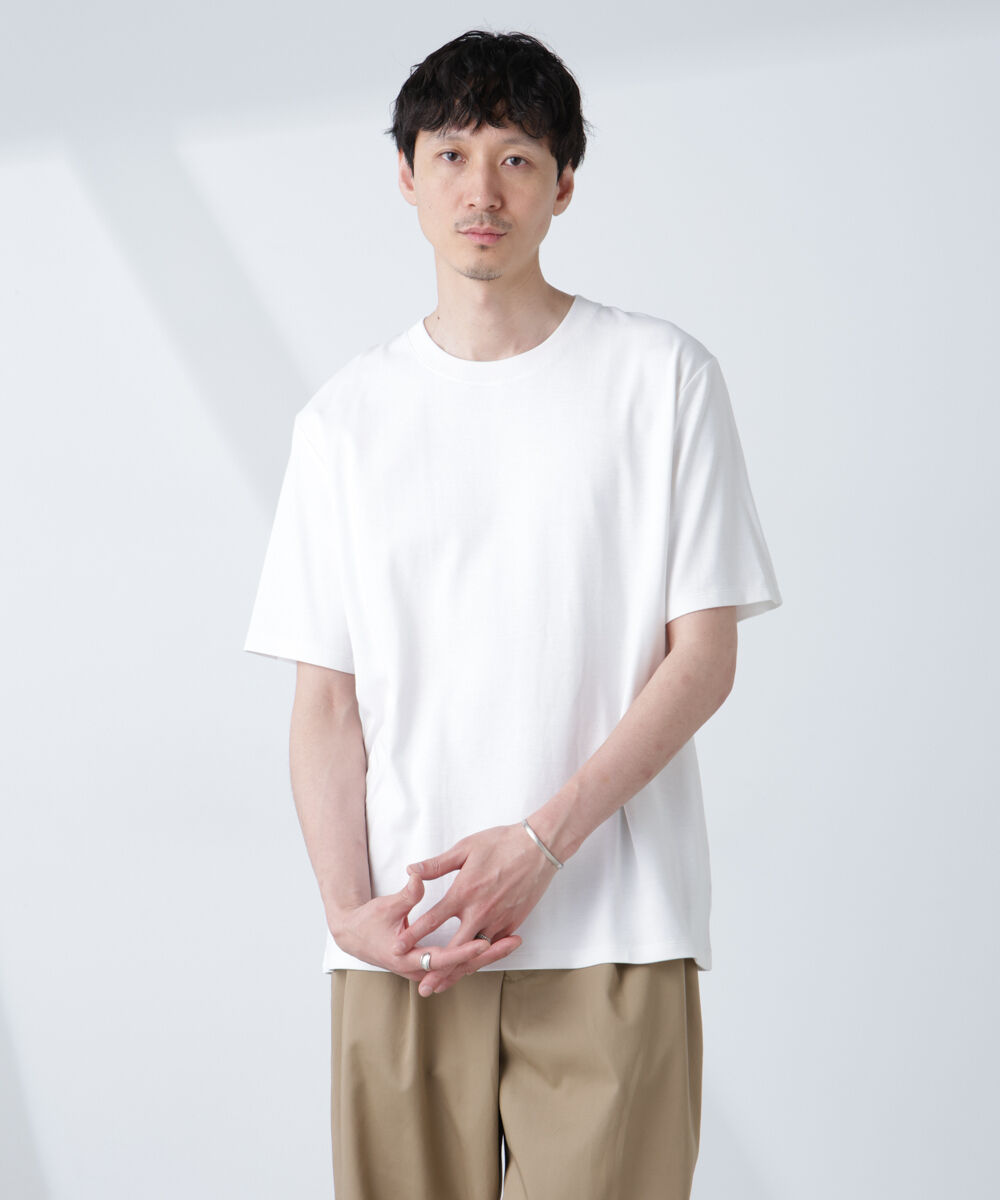 NANO universe「WEB限定/Anti Soaked(R) 汗染み防止 クルーネックレギュラーシルエットTシャツ」|Tシャツ・カットソー|ホワイト