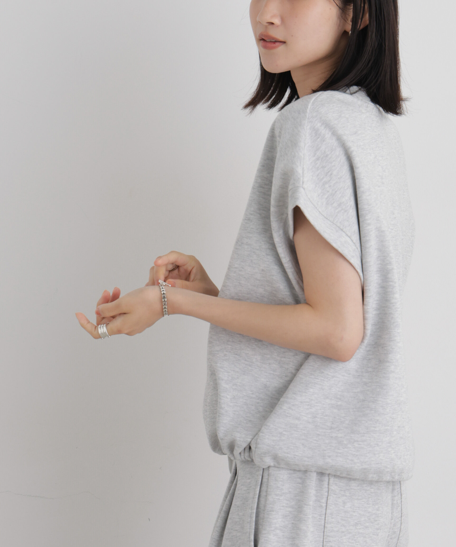 NANO universe「接触冷感ダンボールカットハーフジップトップス(セットアップ可)」|Tシャツ・カットソー|