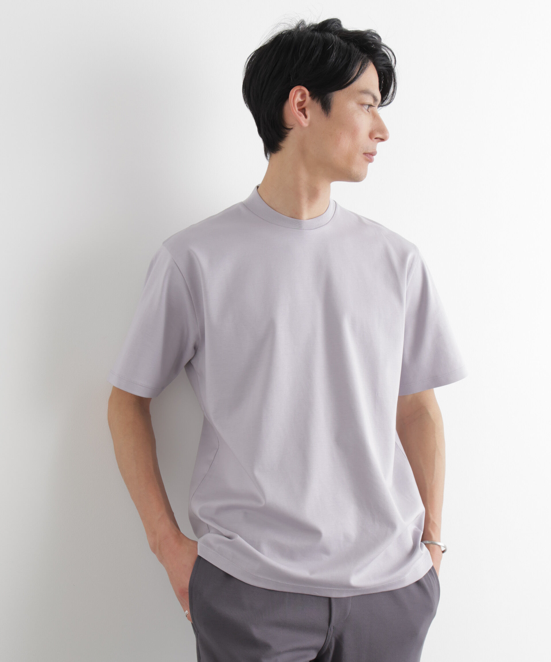 NANO universe「ジャケT(R) プレミアム クルーネック 半袖」|Tシャツ・カットソー|