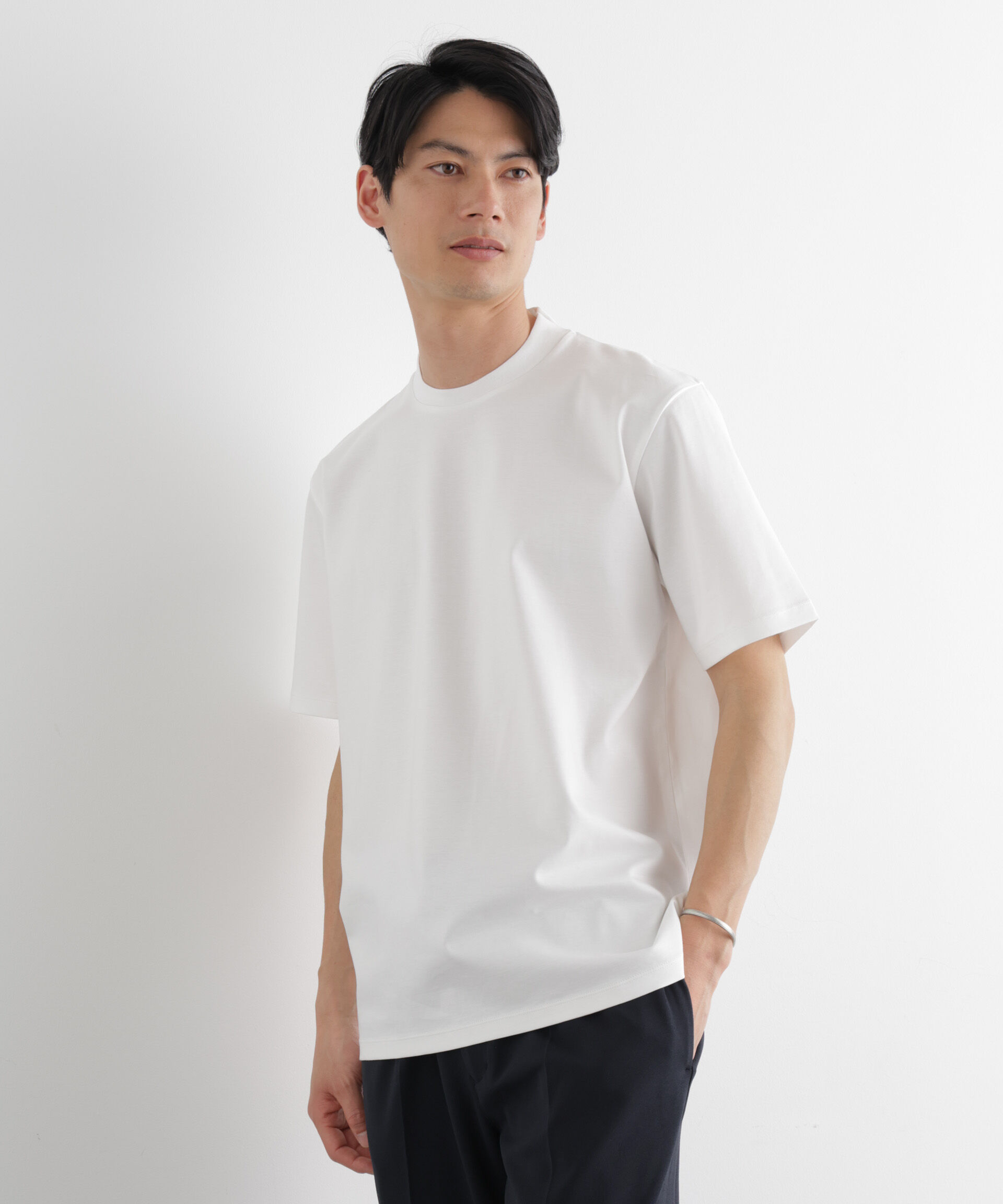 NANO universe「ジャケT(R) プレミアム クルーネック 半袖」|Tシャツ・カットソー|