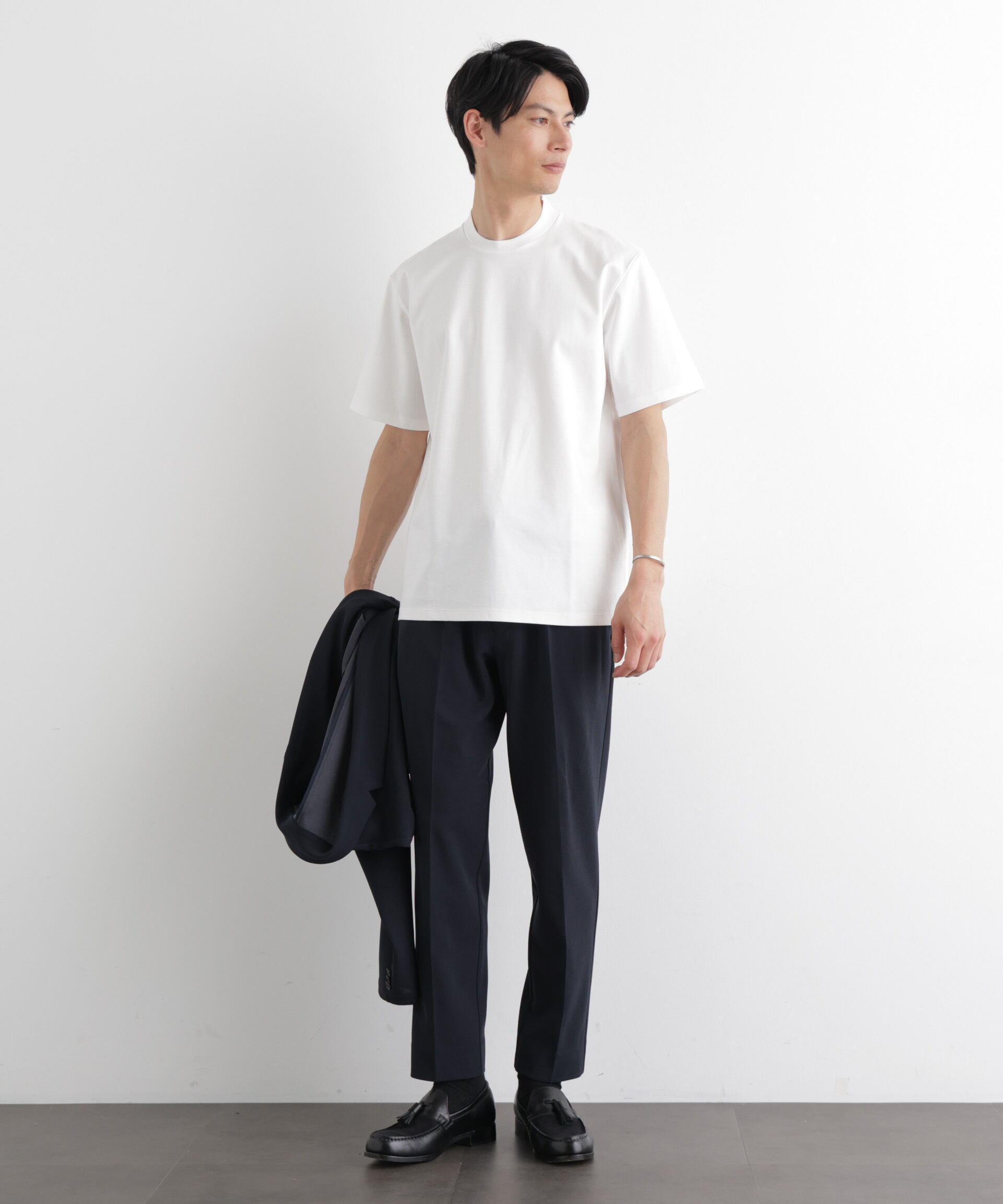 NANO universe「ジャケT(R) プレミアム クルーネック 半袖」|Tシャツ・カットソー|