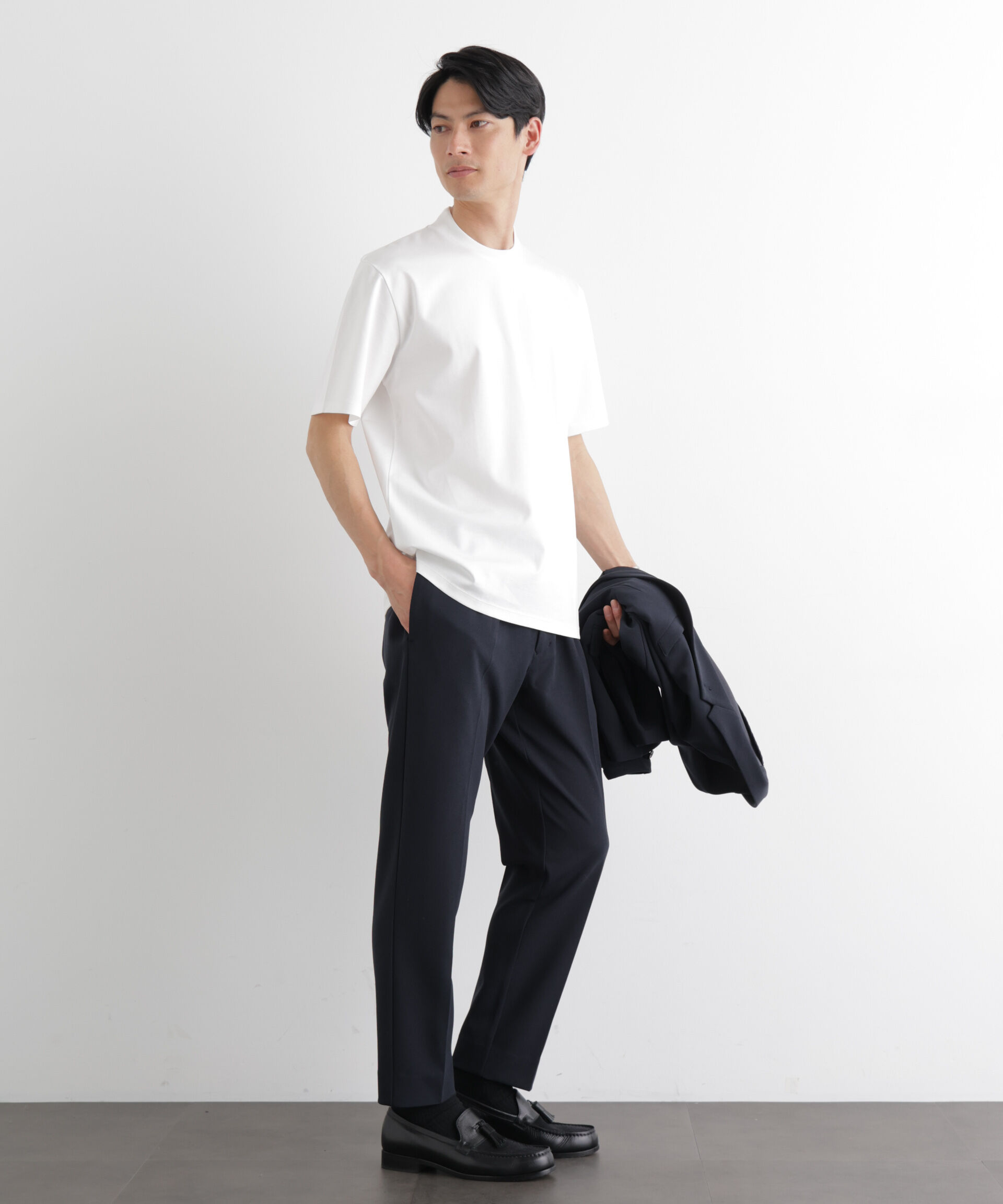 NANO universe「ジャケT(R) プレミアム クルーネック 半袖」|Tシャツ・カットソー|