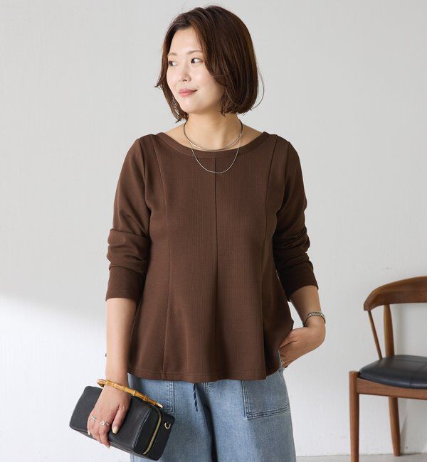  「【再販売決定!】《Matsushita企画》ワッフルペプラムカットソー」|Tシャツ・カットソー|ブラウン