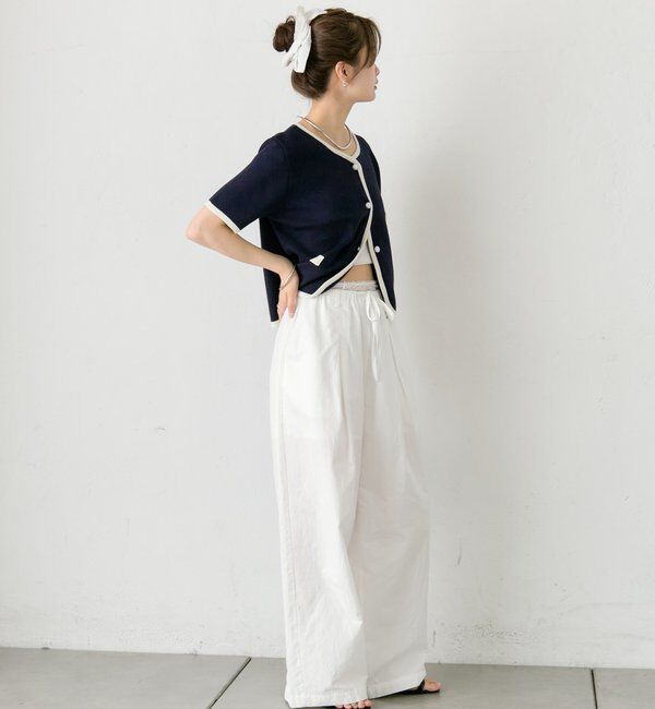  「配色パイピングニットカーディガン」|カーディガン|