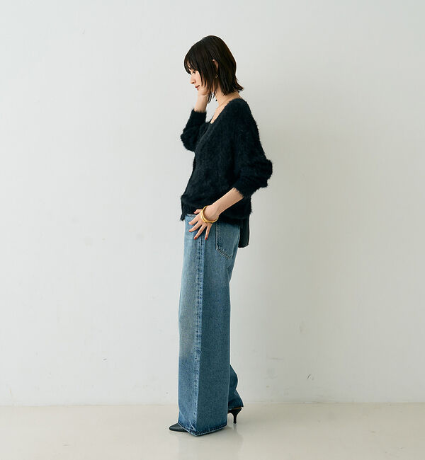 Rouge vif「【2点セット】ファーニットカーデ&times;リブニットキャミ アンサンブル」|カーディガン|