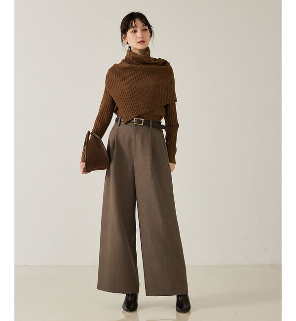 qualite「【大人のワイドパンツ】ウーリッシュツイルパンツ」|その他|