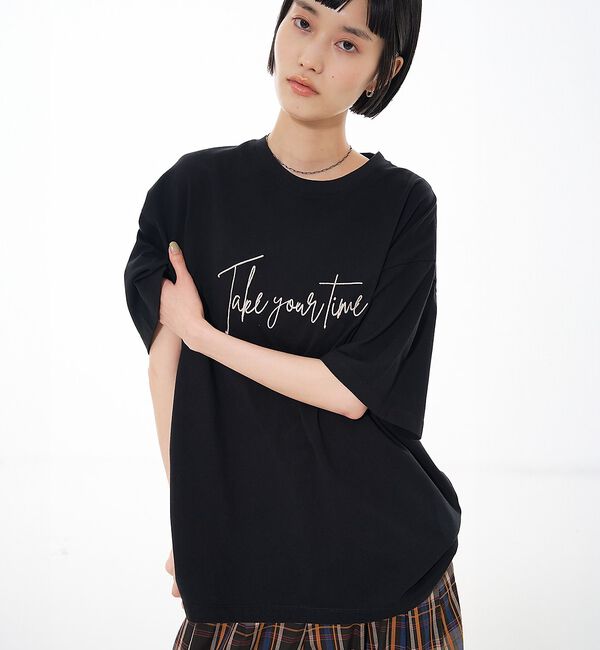 NOMINE「ロゴプリント オーバーサイズ Tシャツ｜2タイプ」|Tシャツ・カットソー|ブラック