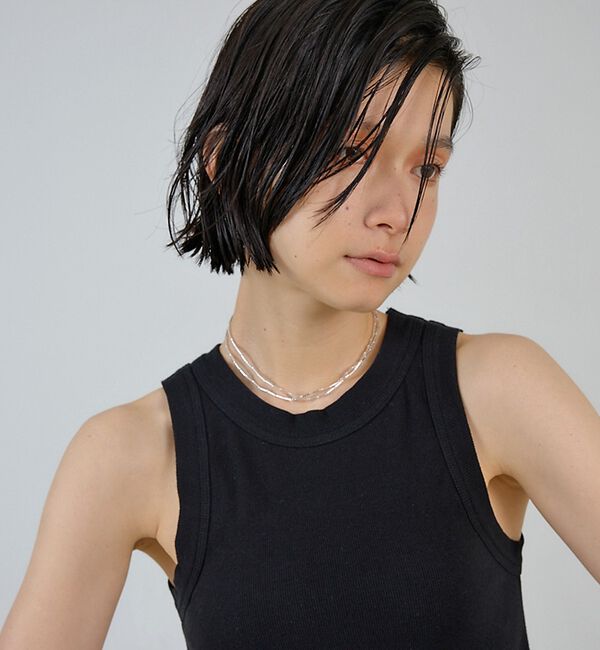 NOMINE「シルバー ビーズ ダブルチェーン ネックレス ｜ 2連 ガラスビーズ」|ネックレス|