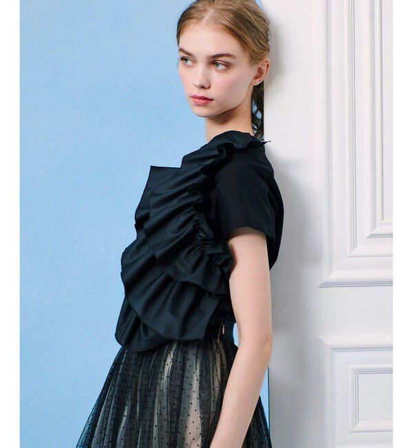 LOULOU WILLOUGHBY「【LOULOU WILLOUGHBY】ギャザーレイヤーTシャツ」|Tシャツ・カットソー|